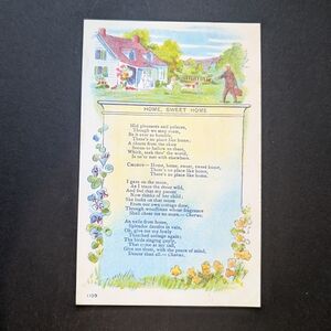 10/$25 Vintage Blank Home Poem Cottagecore Postcard Ephemera